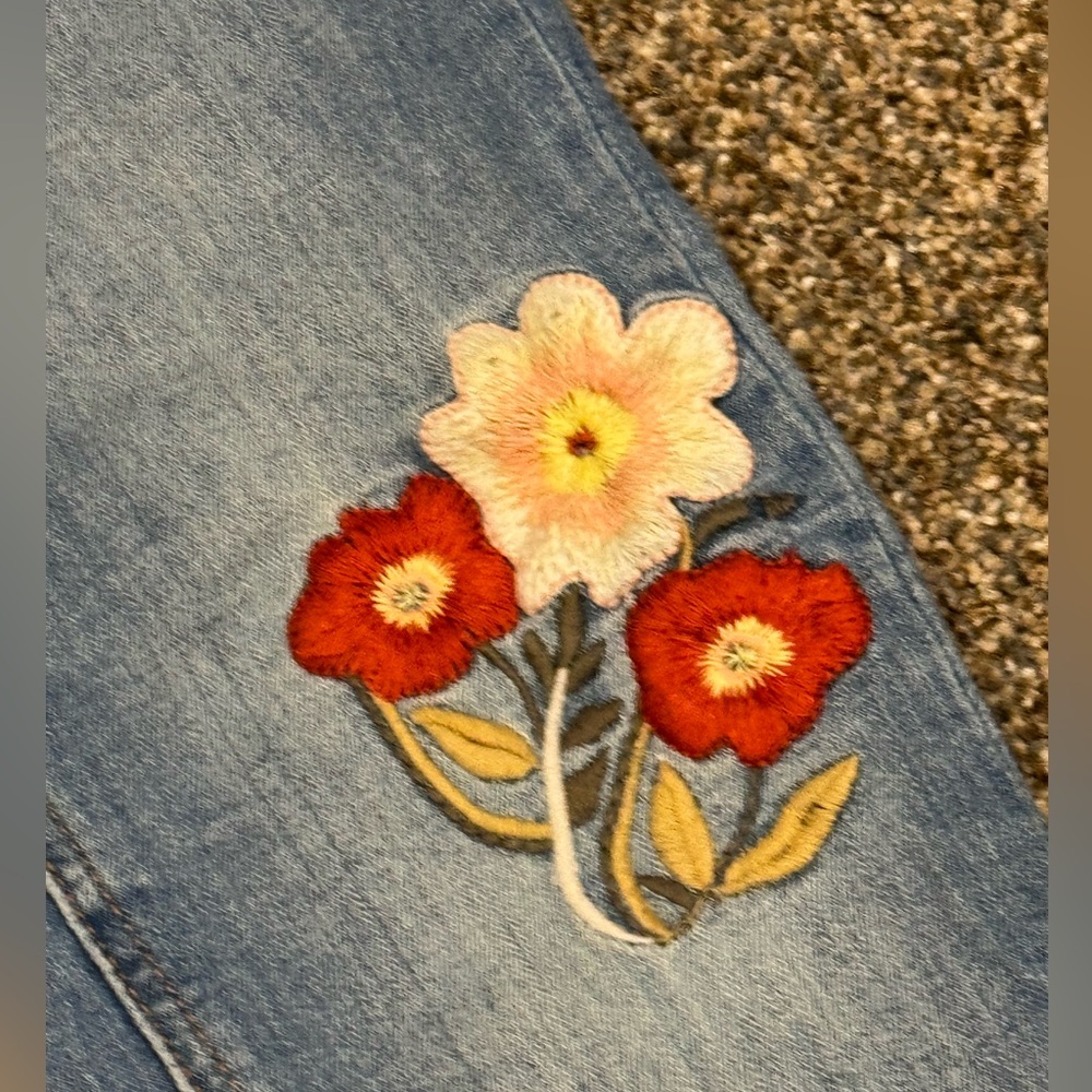 Zara Women Premium Denim: Floral Embroidered Skinny Distressed Jeans Size 4/27L - Picture 4 of 13